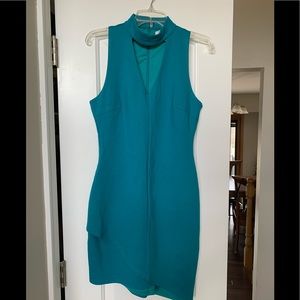Turquoise  Sleeveless Dress with mock neck